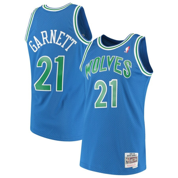 Men's Minnesota Timberwolves #21 Kevin Garnett Blue Throwback Stitched NBA Jersey